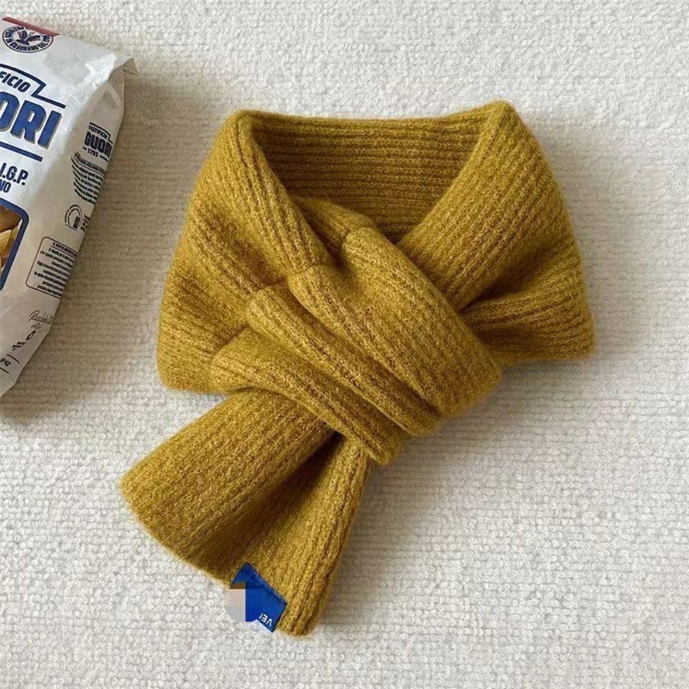 Solid Color Cross Scarf Thicken Short Neckerchief Neckerchief Wrap Knit Scarf Women