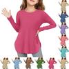 Girls' Long Sleeve T-Shirt - Round Neck Basic Top For Kids