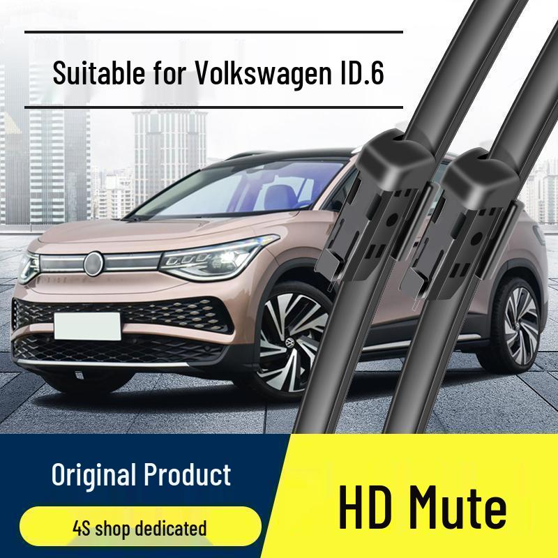Volkswagen ID6X: Безкаркасные бесшумные стеклоочистители высокой четкости с оригинальными резиновыми полосками.