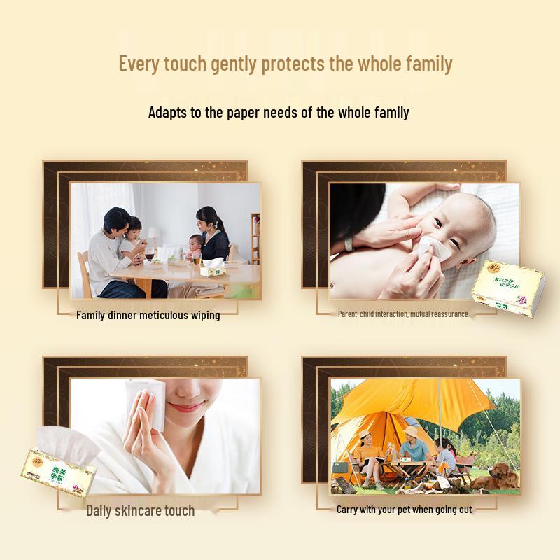 Qingfeng European Style Facial Tissue, Large 3-Ply, 100 Sheets, 24-Pack Household Napkins