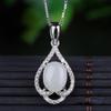 Кулон из серебра 925 пробы с нефритом Хэтянь, с сертификатом - Модное колье с белым нефритовым кабошоном для женщин