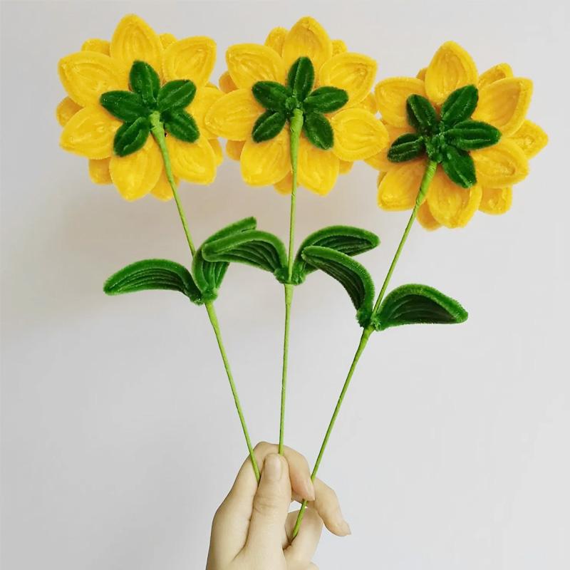 2 шт. Букет африканского подсолнуха ручной работы, плетеное цветочное украшение для дома из синельной проволоки, 35 см, искусственные цветы, готовые цветы