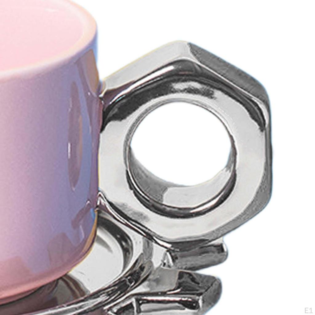 250ml Ceramic Coffee Cup with Saucer, Tea Fancy Handle, Office Juice