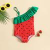 Girls' Watermelon Seed One-Shoulder Swimsuit