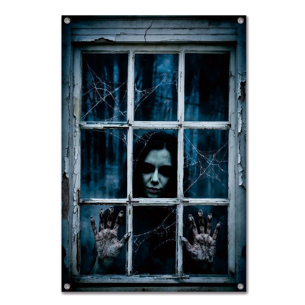 Large Size Fake Window Banner Hanging Design Horror Hanging Cloth Home Decoration