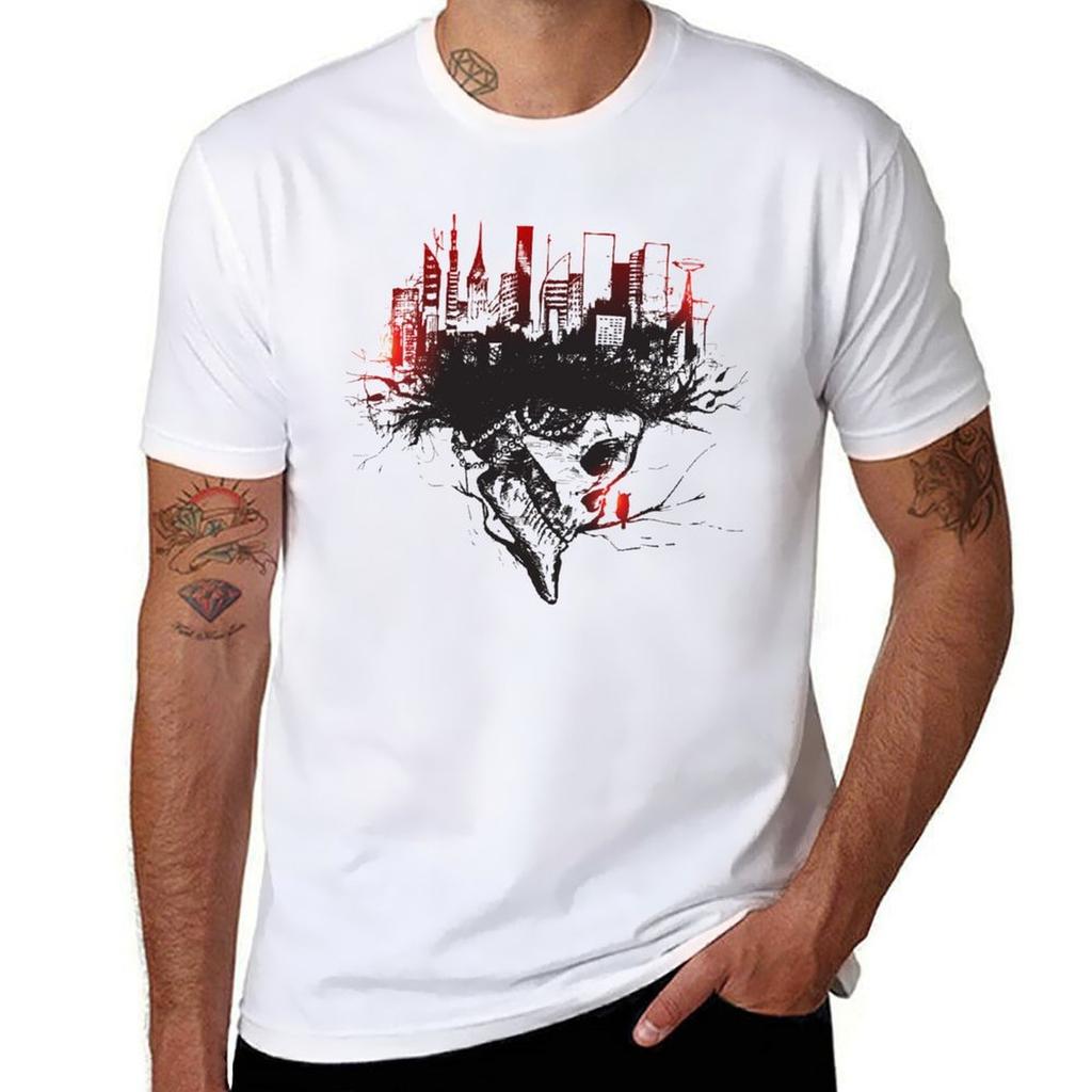 Urban City Skull Artwork Tshirt Big Size Daily Wear Tshirt