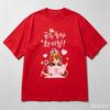 Pure Cotton Casual Princess Doll Crown Print Top Unisex Cute Pink Fairy Pattern Short Sleeve Tshirt Fashion Tee