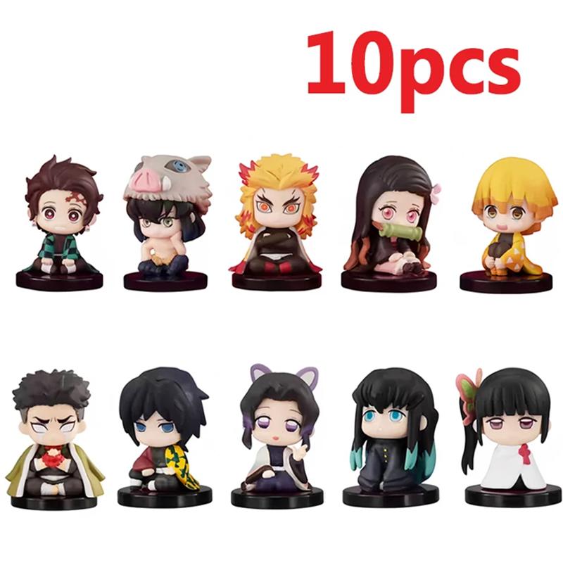 Фигурка Игрушка Клинок Рассекающий Демонов Аниме Kimetsu no Yaiba Q Версия Сидящий Танджиро Незуко Иноске Зеницу PVD Фигурка Модель Кукла Подарок