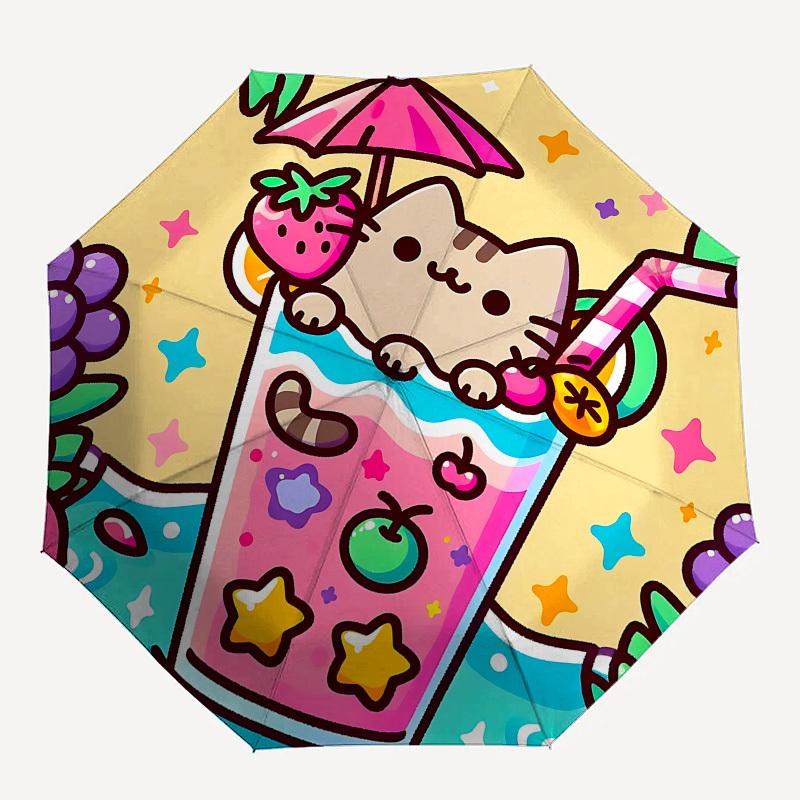 Kawaii, MilkshakeThemed Automatic Opening and Closing umbrella 8 Ribs, Suitable for Leisure and Going Out, Outdoor Accessory, Gothic Style