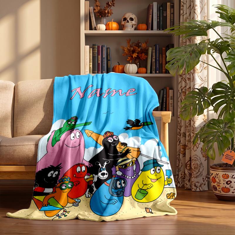 Barbapapa Custom Flannel Blankets Soft Warm Cozy Throws for Home Decor Holiday Gifts