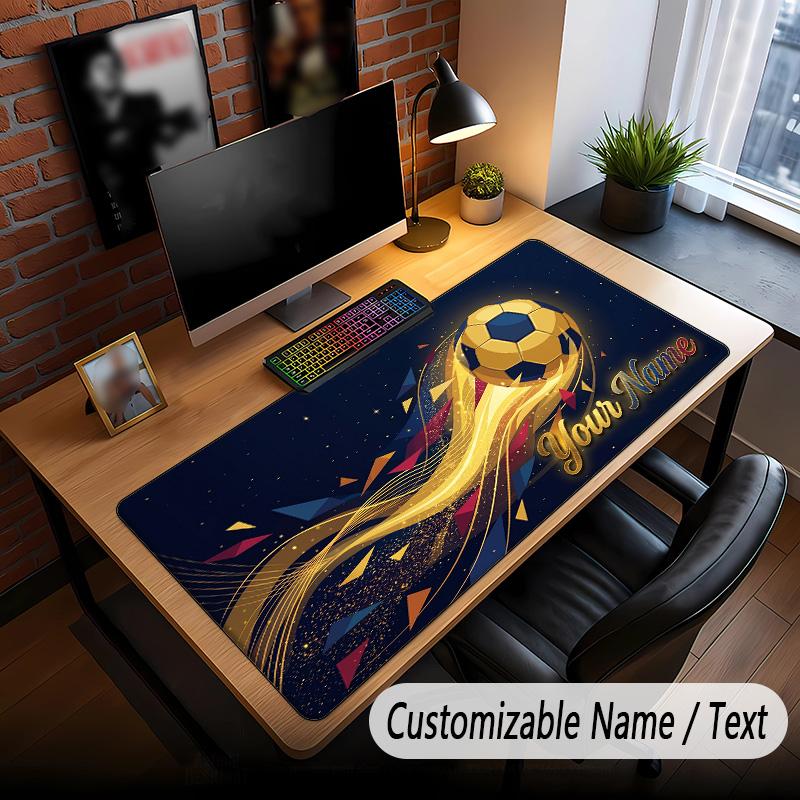 Soccer Theme Custom Mouse Pad Personalized With Name Text Customized Desk Mat For Office Home Decor