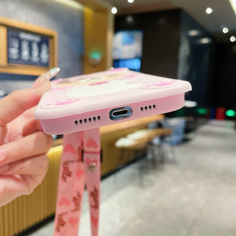 Применимо к чехлу для мобильного телефона OPPO A2 новый Reno10 медведь с цветком сливы Realme C53 трехмерный мультяшный мессенджер