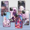 Japanese Anime Plum Cherry Blossom Girl Case For Iphone 14 13 11 12 Pro Max Xr 7 8 X 6 6s Plus Xs 5 5s Se Black Soft Phone Cover