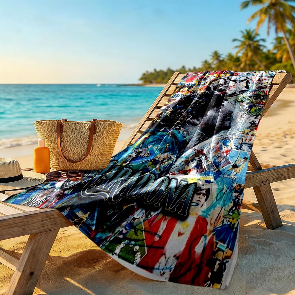 Messi Maradona Soccer Legend Art Personalized Name Beach Towel Super Soft Microfiber Quickdry Fabric Suitable For Swimming Gym Camping Yoga Vacation
