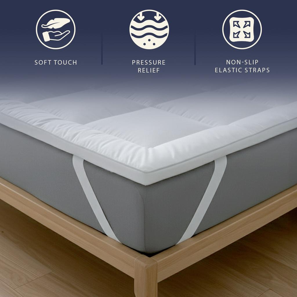 The White Stone Surmatelas en ouate de 800 g | Protège-matelas rembourré en billes de ouate avec revêtement en microfibre respirante