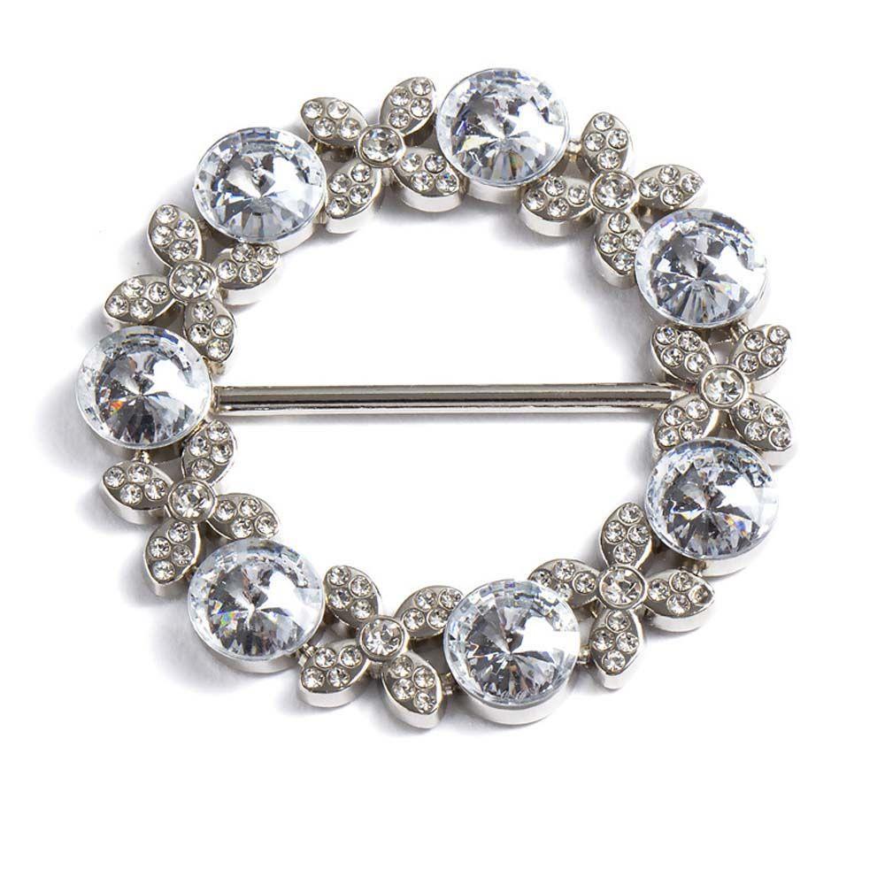 Geometric Women Gift Three-ring Square Crystal Round Scarf Ring Scarf Buckle Shawl Clip Brooch