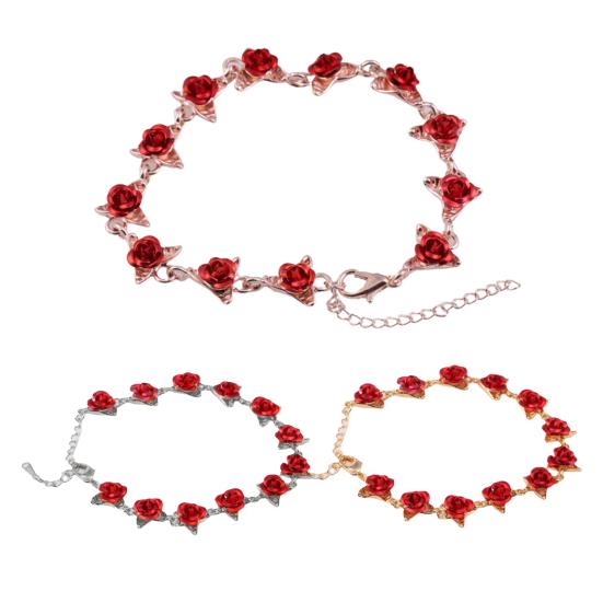 Хорошие женские браслеты из нержавеющей стали с красной розой