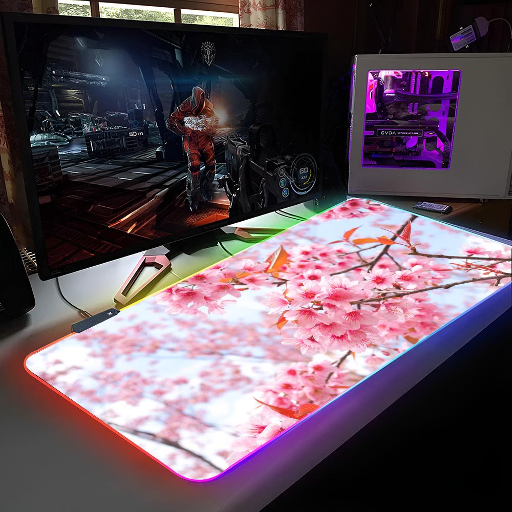 Коврик для мыши «Цветение сакуры» Коврик для мыши с RGB-подсветкой Коврик для мыши для ноутбука Коврик для мыши для геймера ноутбука Игровые аксессуары для компьютерного стола