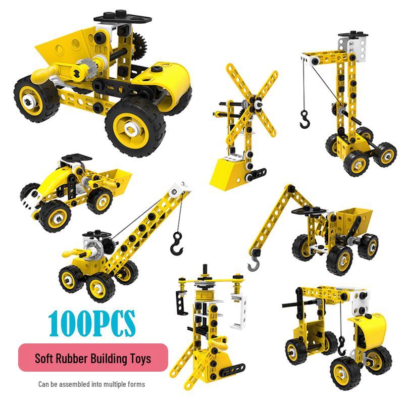Children's DIY Educational Soft Rubber Screw Building Blocks Toy