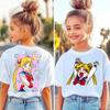 Sailor Moon cartoon printed childrens unisex summer loose casual short sleeved comfortable Tshirt top