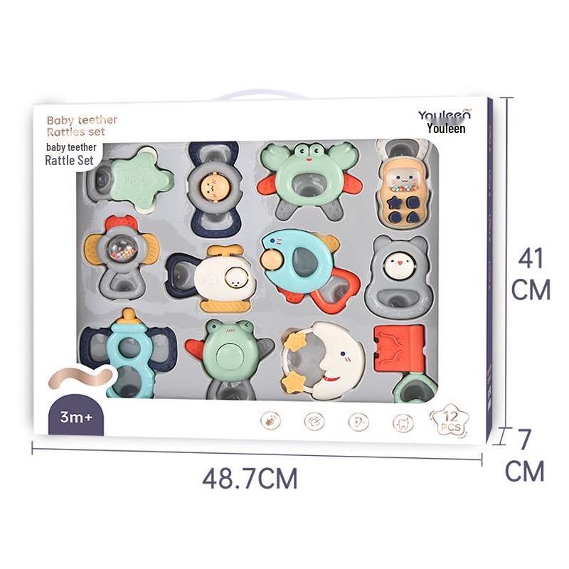 Yuele'en Набор погремушек и прорезывателей для новорожденных: Развивающая игрушка для захвата для 0-6 месяцев