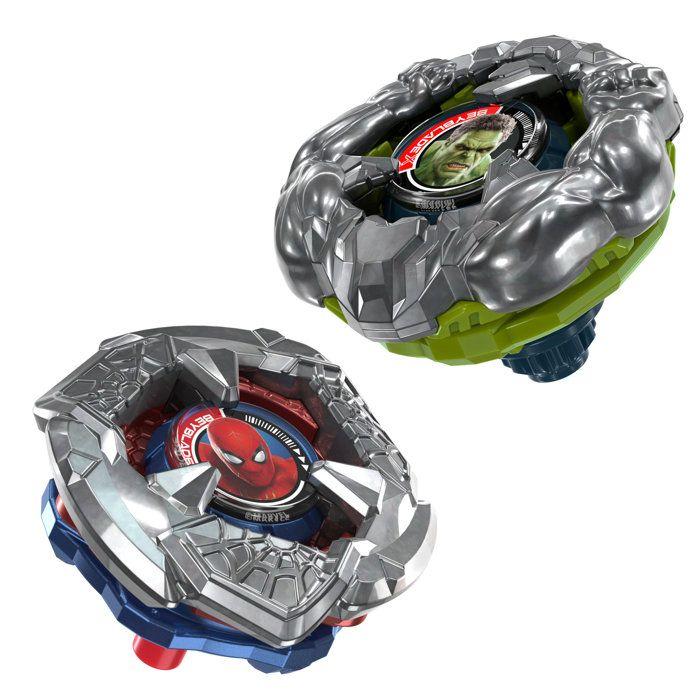 Beyblade X et Marvel, Spider-Man 6-60R contre Hulk 3-85N, 2 toupies de compétition Takara Tomy, 2 lanceurs, dès 8 ans