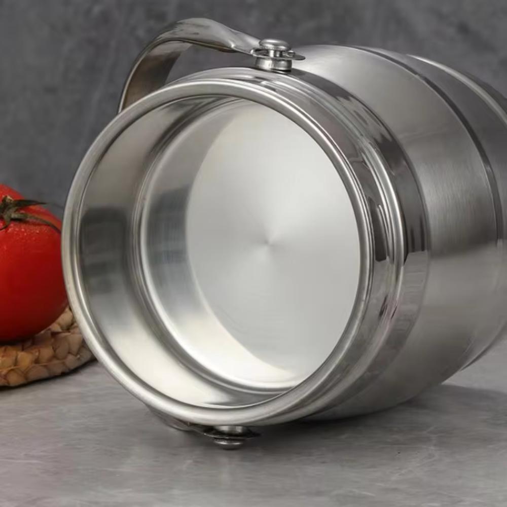 Stainless Steel Thermos Food Jar Foldable Handle Insulated Pot Portable Thermal Lunch Box  School