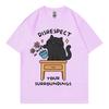 Disrespect Your Surroundings Funny Cat Meme Tshirt Fashion Casual Short Sleeve T Shirts Unisex Unisex Summer Loose Cotton Tshirts