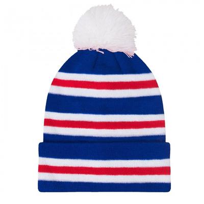 Шапка-бини с помпоном Rangers Fan Originals в контрастную полоску, вязаная