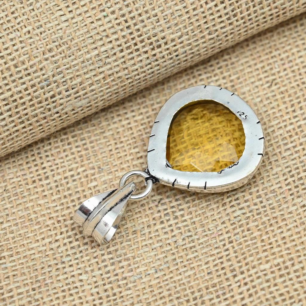 Citrine Topaz Beautiful Gemstone Solid 925 Sterling Silver Handmade Jewelry Pendant
