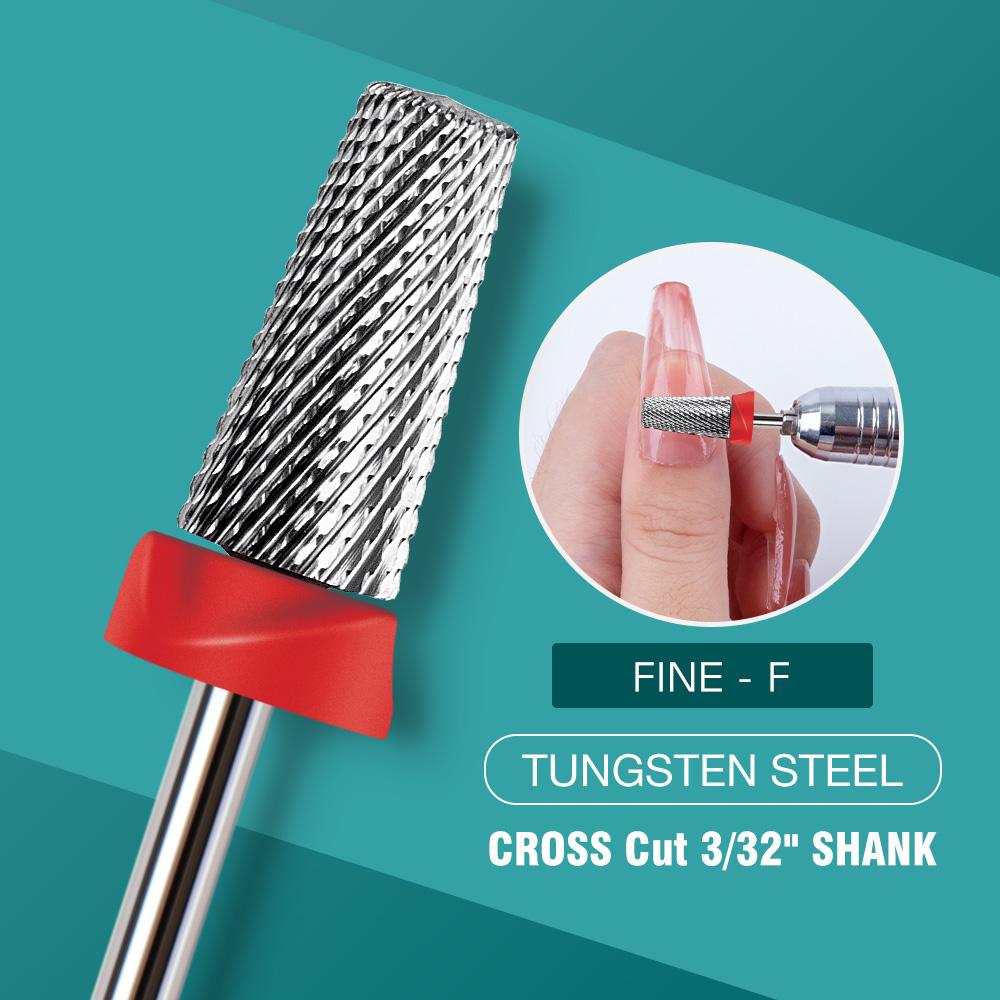 5 In 1 Carbide Tungsten Nail Bit Dual Rotation Volcano/Tornado Milling Cutters Fast Remove Acrylic Hard Gel ManucureTools