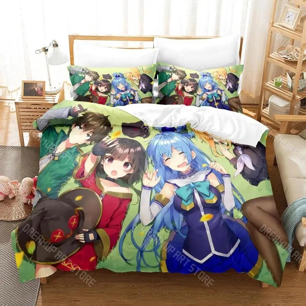 3D Печатный Постельный Комплект KonoSuba для Мальчиков Девочек Пододеяльник и Наволочка В Комплекте Размеры: Полуторный, Евро, King, Полный, Односпальный, Двуспальный