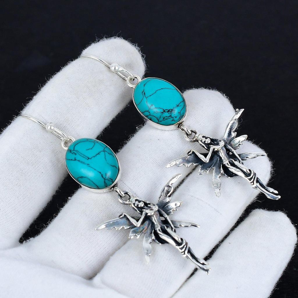 Серьги из бирюзового драгоценного камня, антикварные серьги из стерлингового серебра 925 пробы, серьги-подвески из серебра в стиле бохо, подарки для вечеринок, подарки для нее