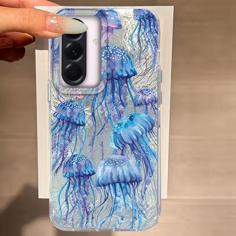 Для Samsung Galaxy A56 A16 A26 A36 A06 A55 A35 A25 A15 A12 A32 A22 A14 A54 M22 M12 5G Розовый Медуза Океанская Мода Чехол для Телефона