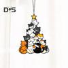 Кошачья рождественская елка, ловец солнца, акриловые, сложенные котята, подвесное украшение, красочное рождественское украшение для окон в виде кошачьей елки