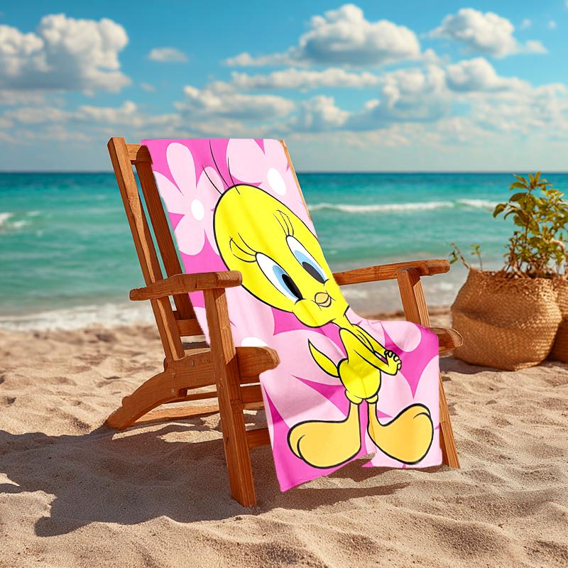 1Pc Tweety Bird Flowers Beach Towel, Quick Dry, Multi-Use for Beach Pool Gym Yoga Home Travel, Christmas, Halloween, Xmas Gift S929414