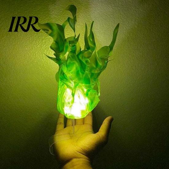 Realistic Fireball Accessory Floating Prop, LED Glowing Flame Halloween Handheld Prop for Cosplay, Lighted Decor Battery Powered Stage Light