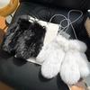 Зимние женские перчатки из натурального кроличьего меха Натуральные толстые варежки из кроличьего меха Уличные для девочек согревающие руки вязаные меховые перчатки