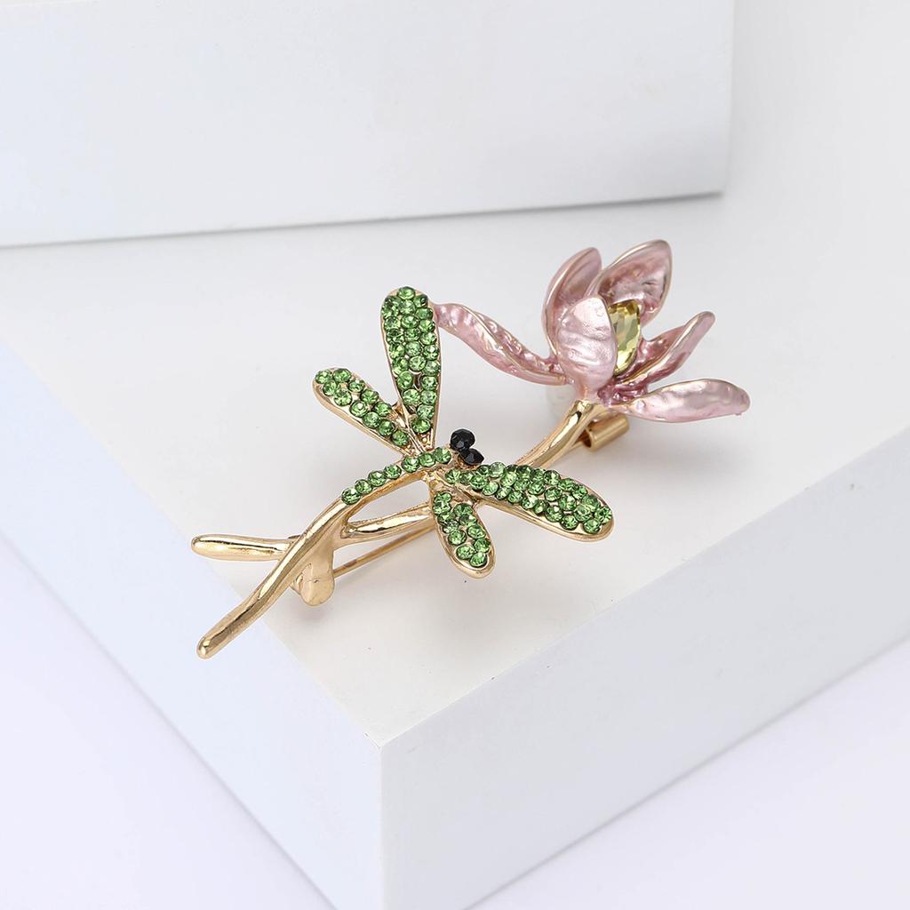 Creative Alloy Rhinestones Dragonfly Lotus Brooch Elegance Women'S Shawl Dress Brooch Ornament Pin