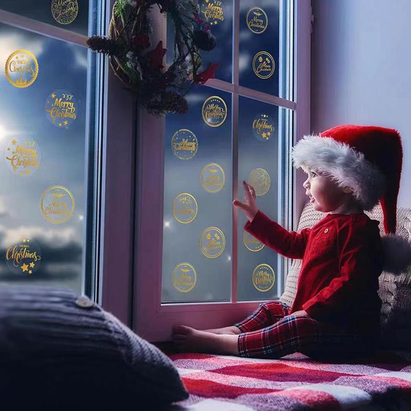 500 шт./рулон Рождественские прозрачные наклейки Снежинка Рождественская елка Узор Наклейки