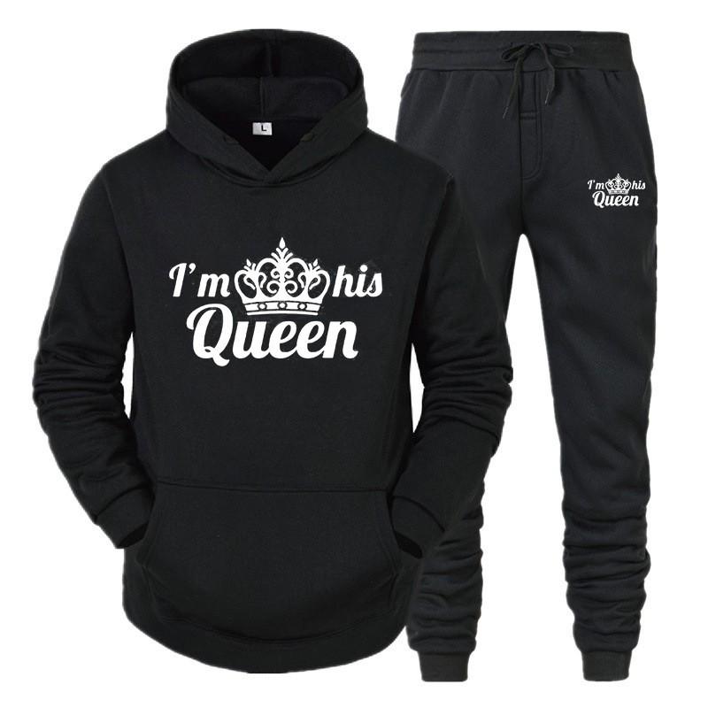 Unisex Hooded Sweatshirt Jogger Pants Set Casual Winter Outfit Cotton Blend Warm Tracksuit