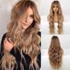 Temperature Silk Bangs Brown Hair High Chemical Fiber Headgear Wigs Women Wig Elegant Eight-Character Long Curly