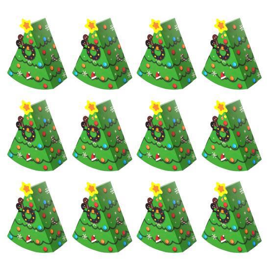 Christmas Candy Boxes Tree Shaped Candy Packaging Box Small Paper Treat Gift Boxes for Christmas New Year Party Supplies