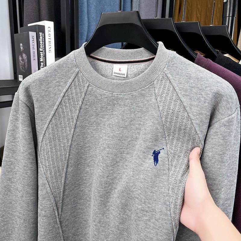 Мужская осенняя толстовка 2025 года из длинноволокнистого хлопка с опущенными плечами - Модный свободный крой, длинный рукав