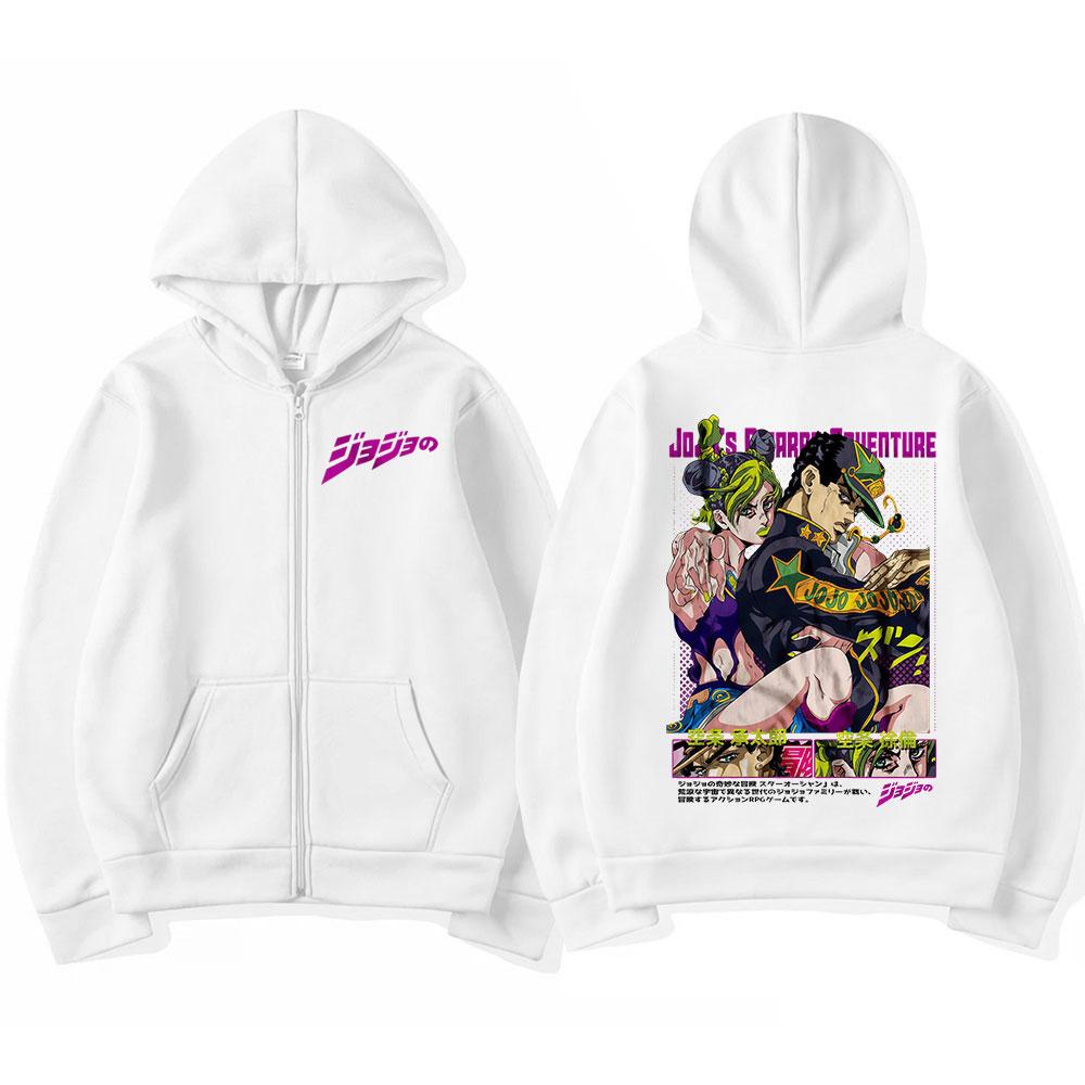 Anime Jojo Bizarre Adventure Zipper Hoodies Kujo Jotaro Kujo Jolyne Manga Zip Up Sweatshirts Men Women Fashion Casual Pullovers