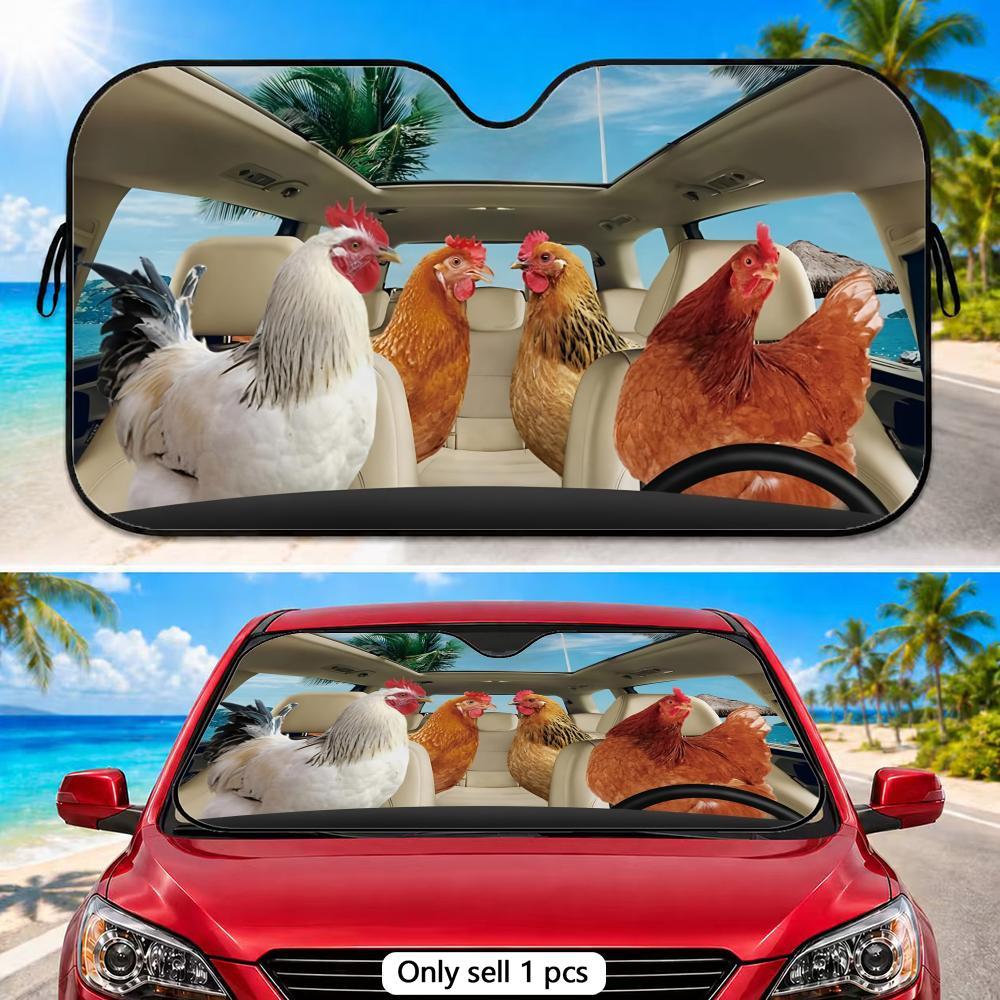 Driving Chickens Sun Visor Car Front Window Windshield Sunshade Five-Layer Aluminum Foil UV Protector Heat Shield