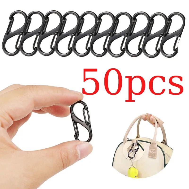 5/10/20/50PCS Tactical S Type Carabiner Camping Equipment Mini Anti-Theft Aluminium Alloy Keychain Hook Hiking Backpack Buckle