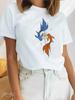 White T-Shirt with Fish Print for Spring