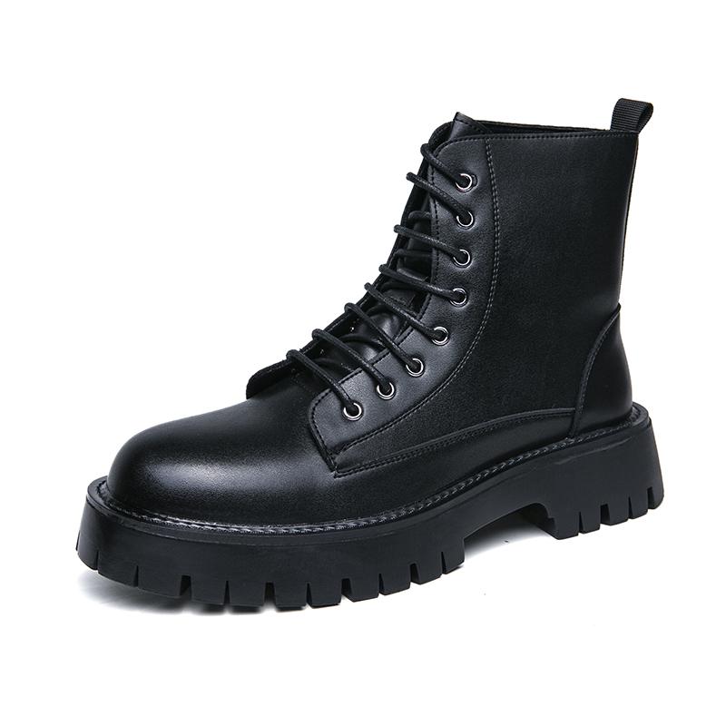 Модные мужские повседневные кожаные ботинки в британском стиле, оригинальные ботинки на платформе со шнуровкой, ковбойские ботинки на весну и осень, черные, коричневые, мотоциклетные ботинки