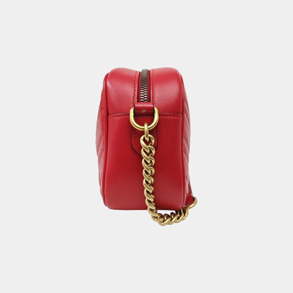 [Pre-Owned] Gucci GG Marmont Small Matelassé Shoulder Bag 'Hibiscus Red' - Excellent #CHQ3GO